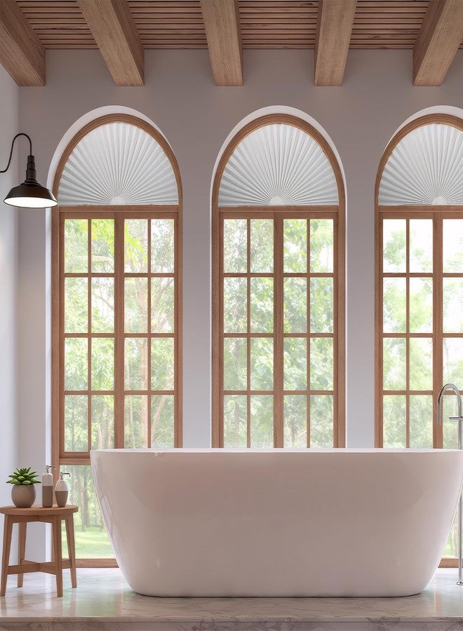 panthra 2 PCS Half Circle Window Shade, Arch Window Shade, Radius 17.7 Inches, Blackout Shades, Cordless and No Drilling Required, Half Moon Honeycomb Blinds for Windows Easy Install (White) - Image 4